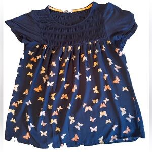 SO Blue Textured Butterfly 🦋 Top